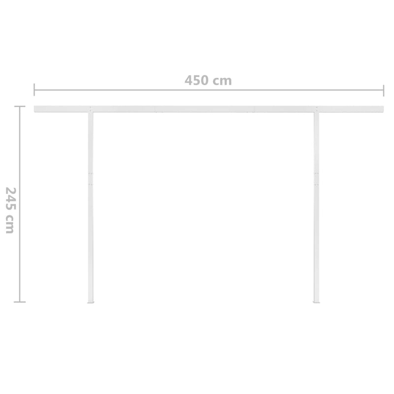 vidaXL sárga és fehér kézzel kihúzható LED-es napellenző 4,5x3 m