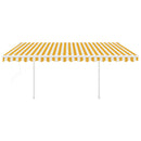 vidaXL sárga és fehér automata napellenző póznákkal 4,5 x 3 m