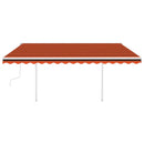 vidaXL narancs és barna kézzel kihúzható napellenző póznákkal 4,5x3,5m