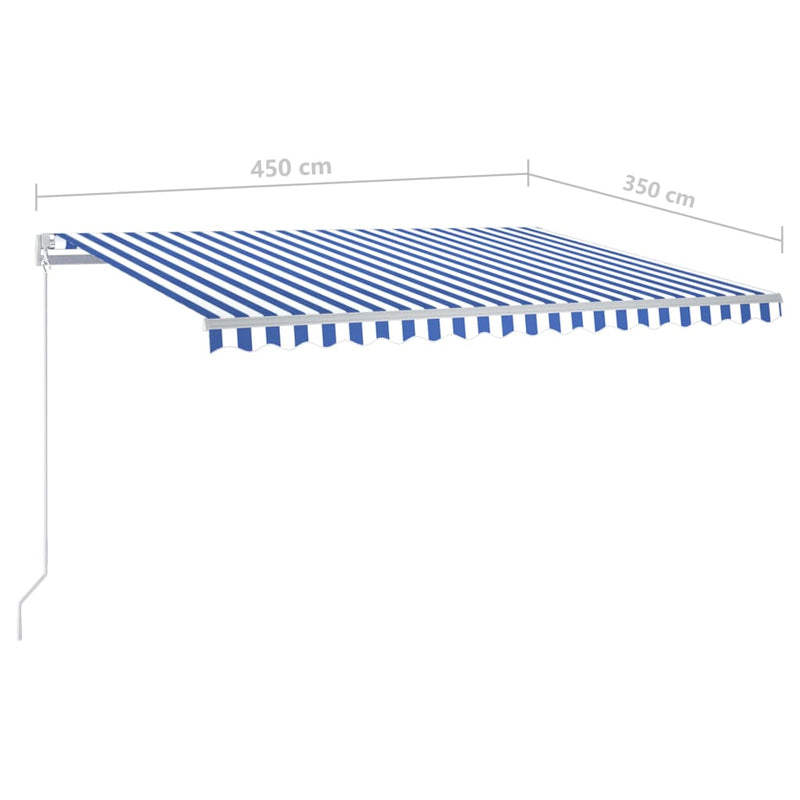 vidaXL kék és fehér automata napellenző póznákkal 4,5 x 3,5 m