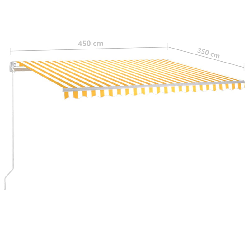 vidaXL sárga és fehér automata napellenző póznákkal 4,5 x 3,5 m