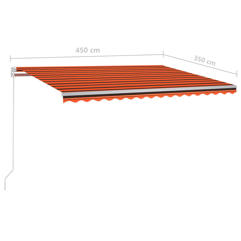 vidaXL narancssárga-barna automata napellenző póznákkal 4,5 x 3,5 m