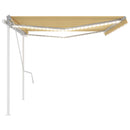 vidaXL sárga és fehér kézzel kihúzható LED-es napellenző 5x3,5 m