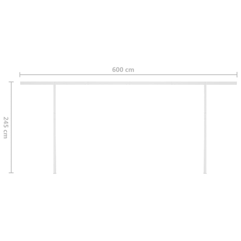 vidaXL kék és fehér kézzel kihúzható LED-es napellenző 6 x 3,5 m