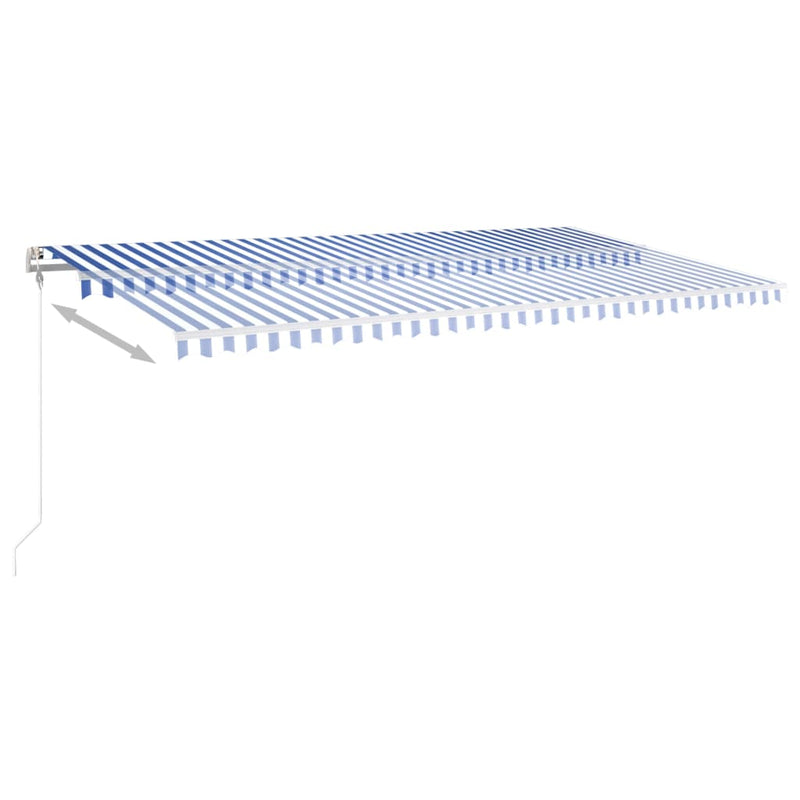 vidaXL kék és fehér kézzel kihúzható LED-es napellenző 6 x 3,5 m