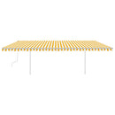 vidaXL sárga és fehér kézzel kihúzható LED-es napellenző 6 x 3,5 m