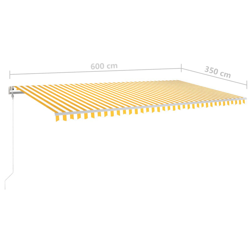 vidaXL sárga és fehér kézzel kihúzható LED-es napellenző 6 x 3,5 m