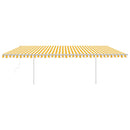 vidaXL sárga-fehér automata napellenző póznákkal 6 x 3,5 m