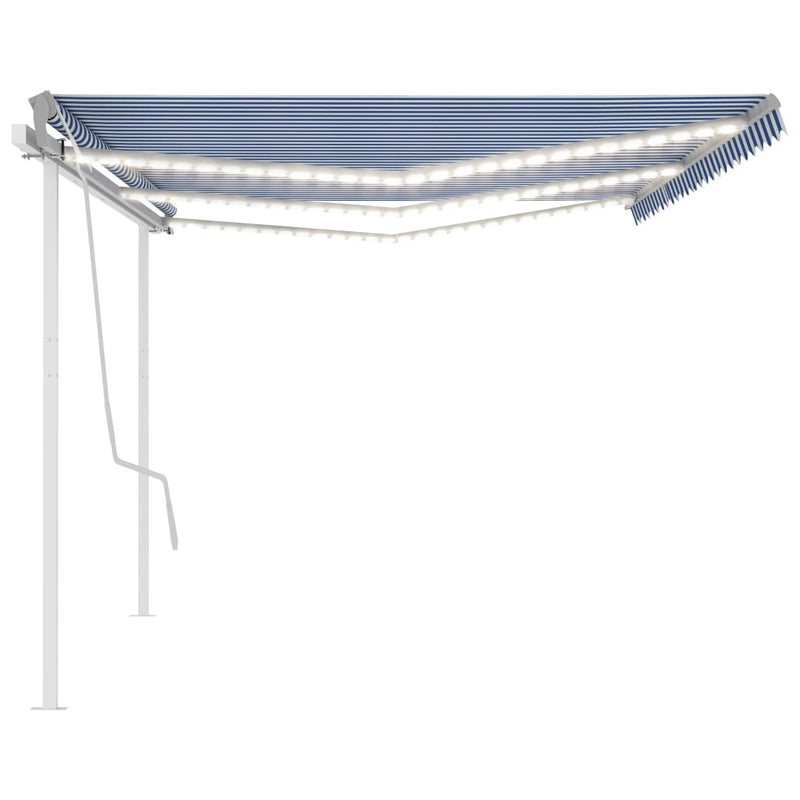 vidaXL kék/fehér automata szélérzékelős és LED-es napellenző 6 x 3,5 m