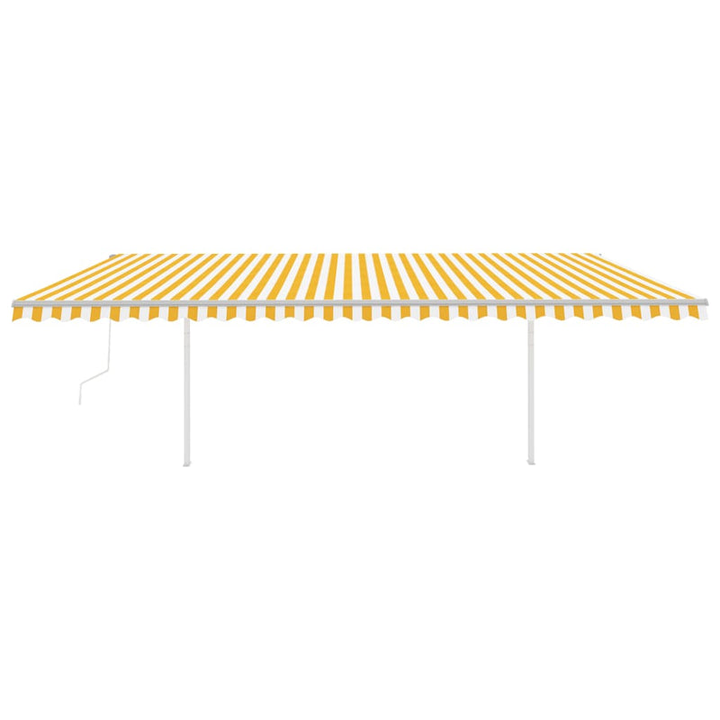 vidaXL sárga-fehér automata szélérzékelős és LED-es napellenző 6x3,5 m