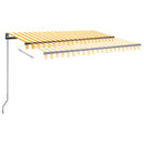 vidaXL sárga és fehér kézzel kihúzható LED-es napellenző 3 x 2,5 m