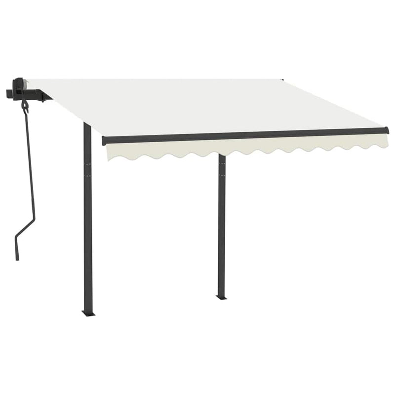 vidaXL krémszínű automata napellenző póznákkal 3 x 2,5 m
