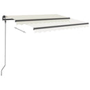 vidaXL krémszínű automata napellenző póznákkal 3 x 2,5 m