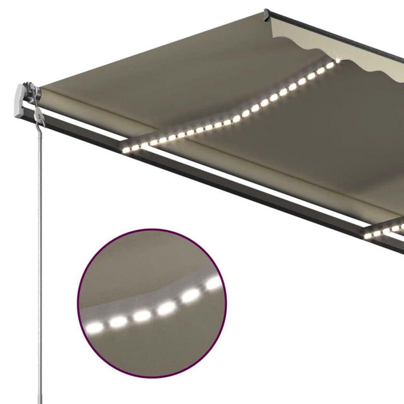 vidaXL krémszínű automata szélérzékelős és LED-es napellenző 3 x 2,5 m