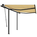 vidaXL sárga és fehér automata napellenző póznákkal 3,5 x 2,5 m