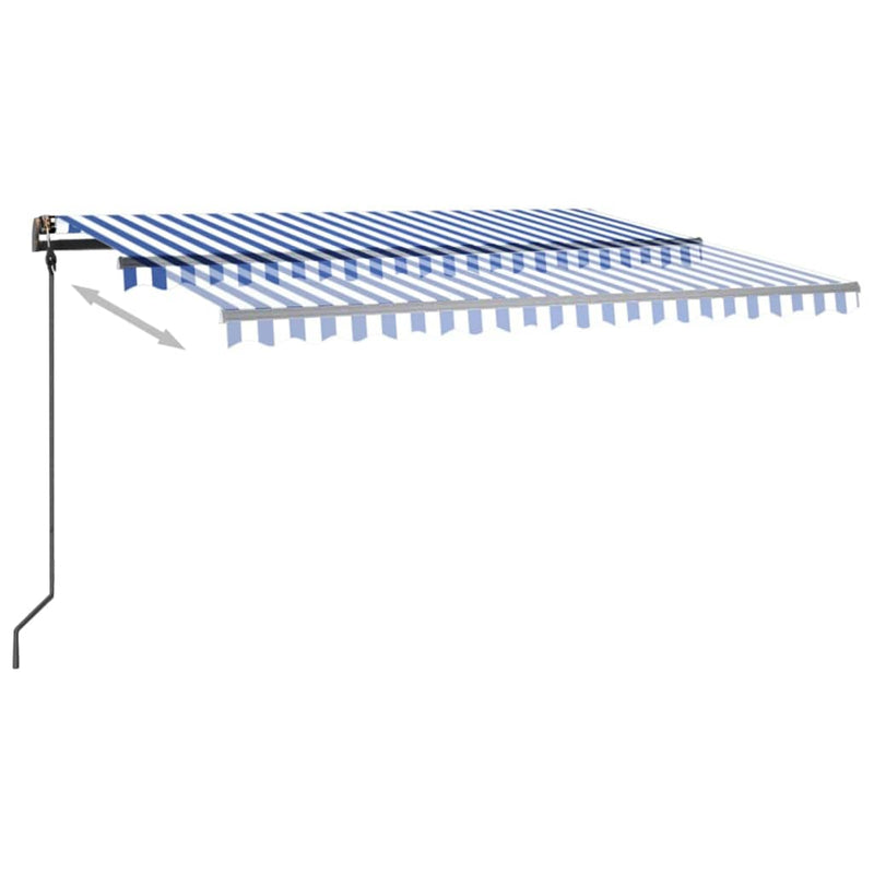 vidaXL kék-fehér automata szélérzékelős és LED-es napellenző 4 x 3 m