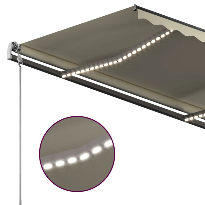 vidaXL krémszínű automata szélérzékelős és LED-es napellenző 4 x 3 m