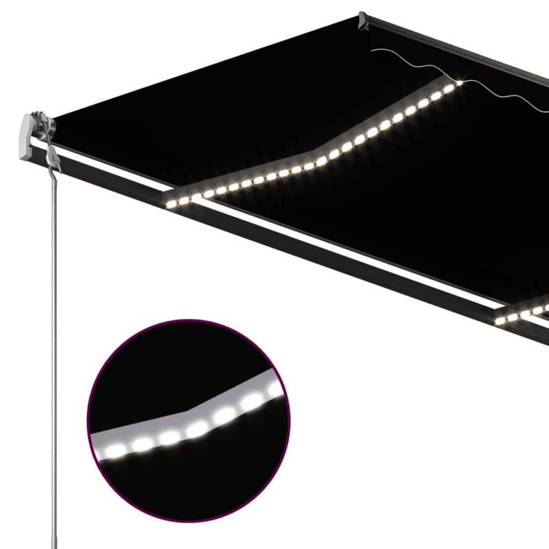 vidaXL antracitszürke szélérzékelős és LED-es napellenző 4 x 3 m