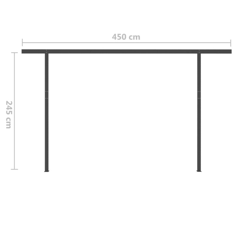 vidaXL krémszínű kézzel kihúzható napellenző póznákkal 5 x 3 m