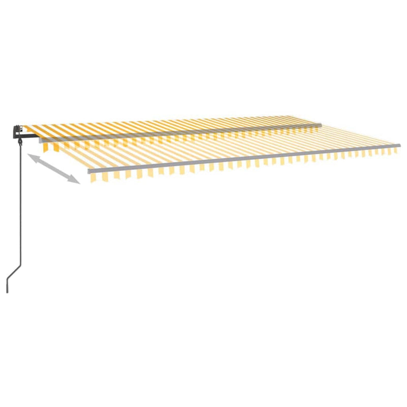 vidaXL sárga-fehér automata szélérzékelős és LED-es napellenző 6x3,5 m