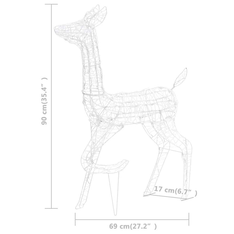vidaXL 160 LED-es meleg fehér akril karácsonyi rénszarvascsalád