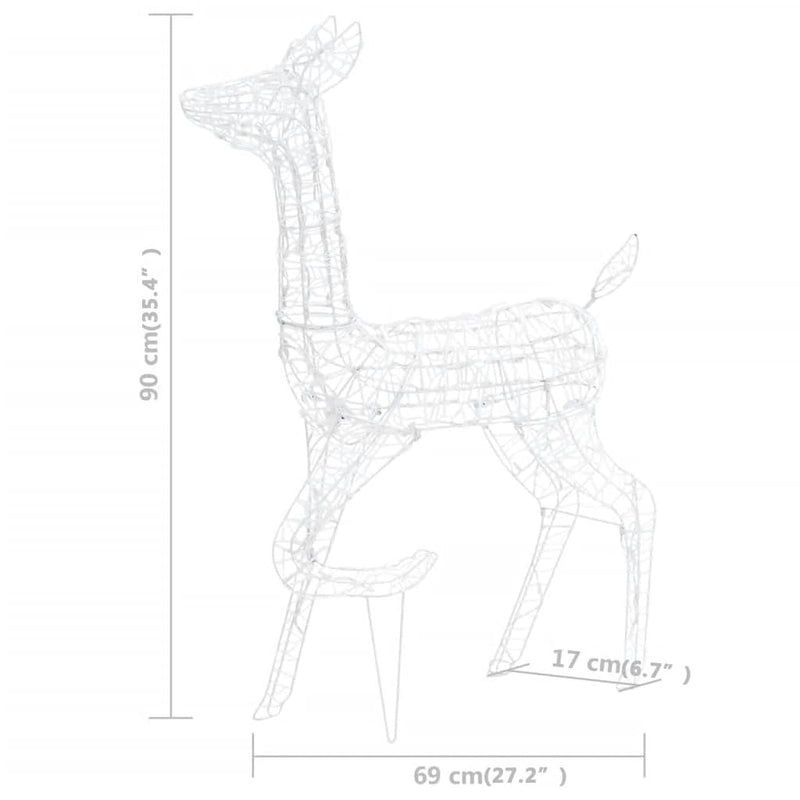 vidaXL 160 LED-es hideg fehér akril karácsonyi rénszarvascsalád