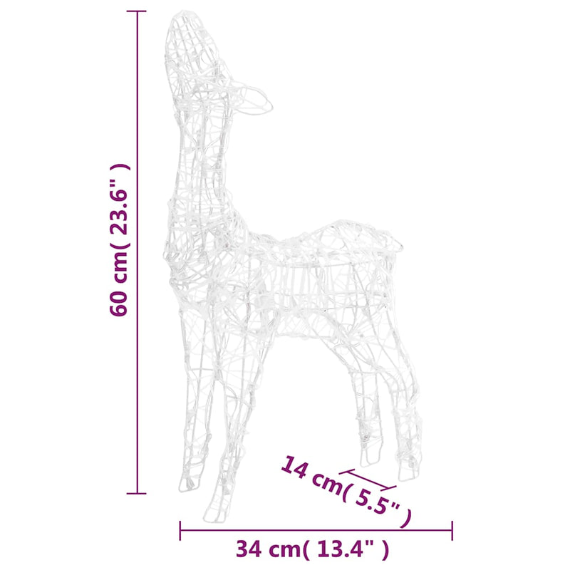 vidaXL 160 LED-es színes akril karácsonyi rénszarvascsalád