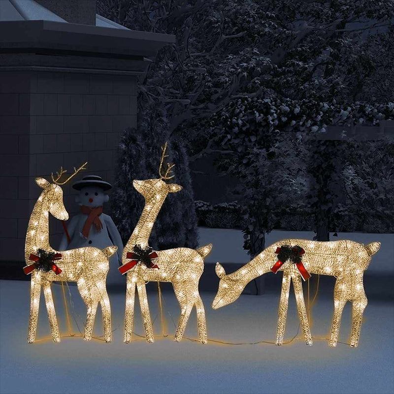 vidaXL meleg fehér/fehér hálós karácsonyi rénszarvas család 270x7x90cm