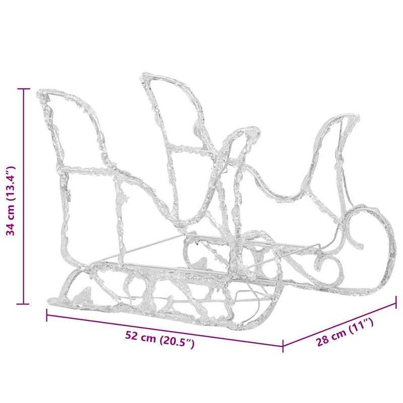 vidaXL akril rénszarvasos-szános karácsonyi dísz 160 LED-del 130 cm
