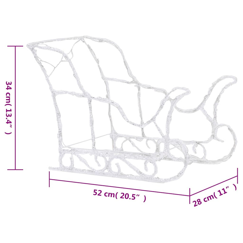 vidaXL akril rénszarvasos-szános karácsonyi dísz 160 LED-del 130 cm
