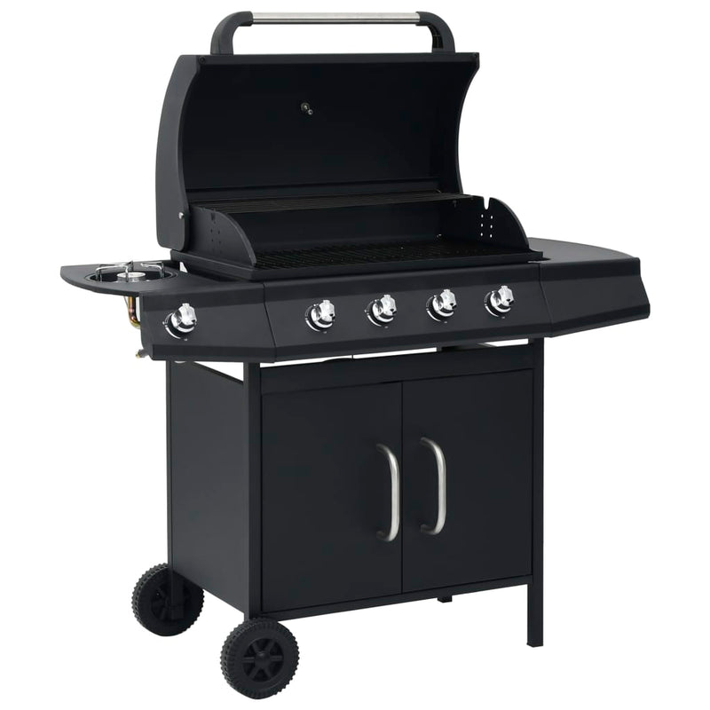 vidaXL fekete gázgrillsütő 4+1 főzőfelülettel