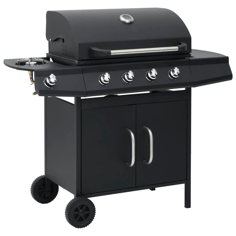 vidaXL fekete gázgrillsütő 4+1 főzőfelülettel