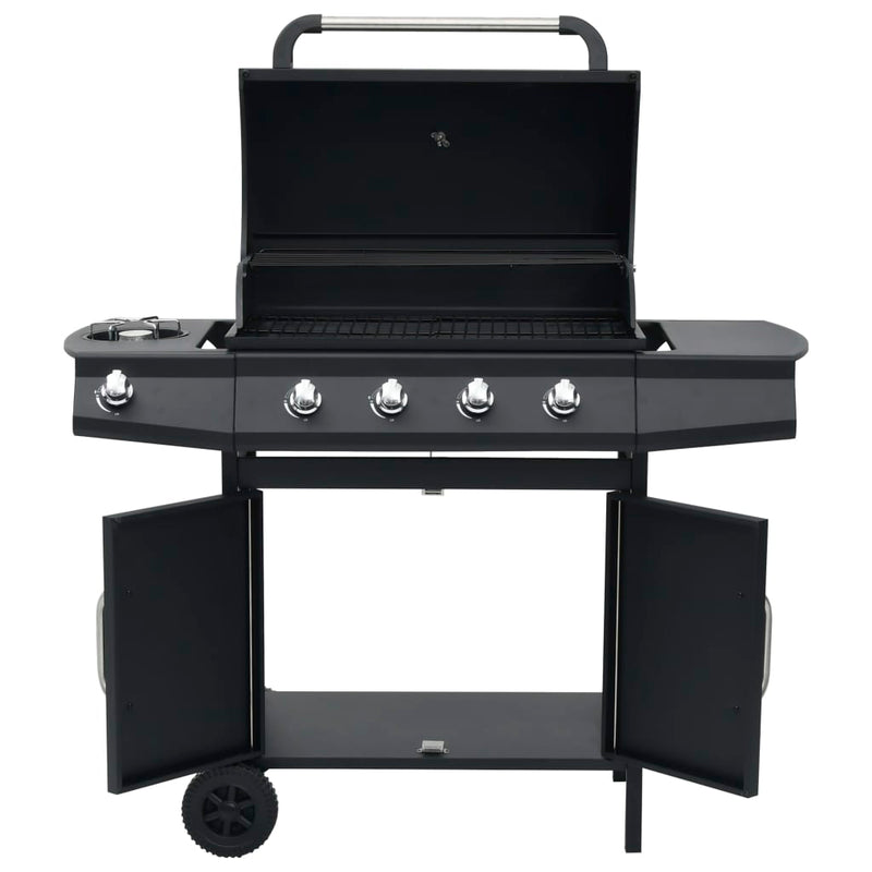 vidaXL fekete gázgrillsütő 4+1 főzőfelülettel