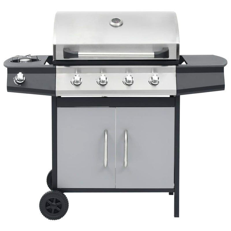 vidaXL fekete és ezüst gázgrillsütő 4+1 főzőfelülettel