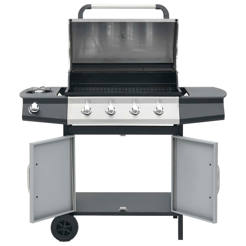 vidaXL fekete és ezüst gázgrillsütő 4+1 főzőfelülettel