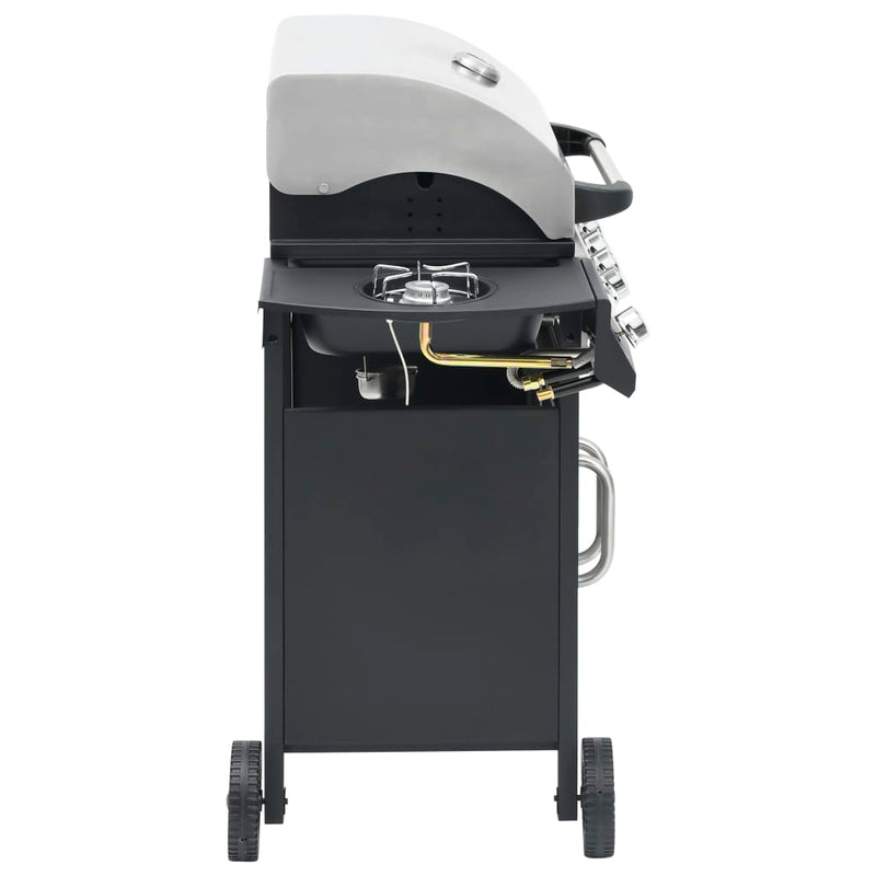 vidaXL fekete és ezüst gázgrillsütő 4+1 főzőfelülettel