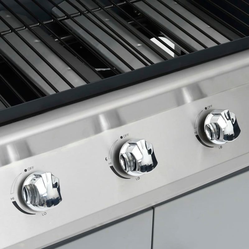 vidaXL fekete és ezüst gázgrillsütő 4+1 főzőfelülettel