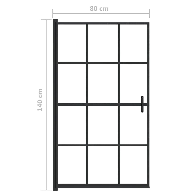 vidaXL fekete ESG zuhanykabin 80 x 140 cm