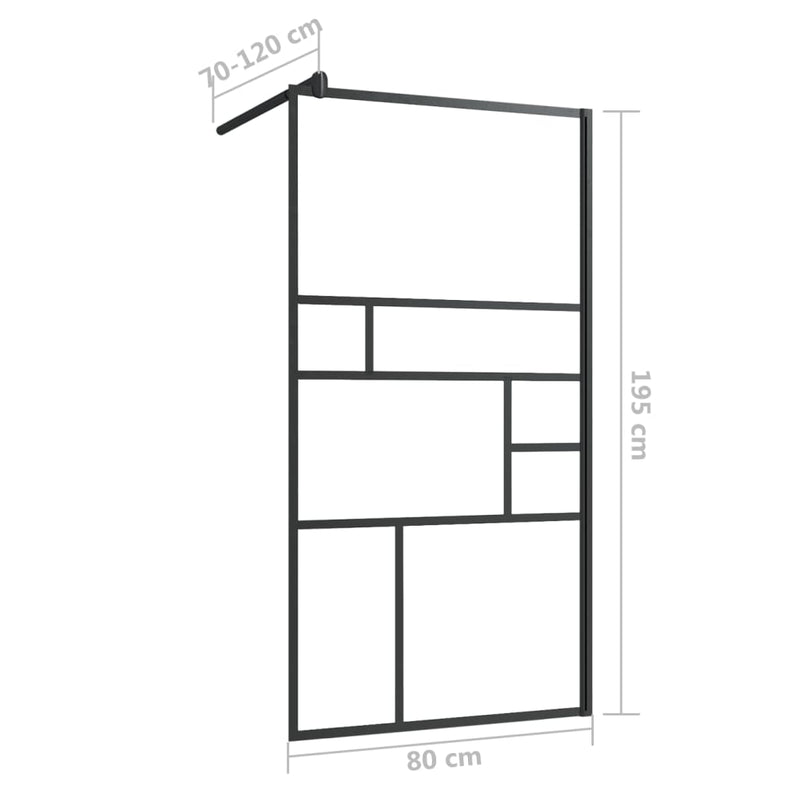 vidaXL fekete zuhanyfal átlátszó ESG üveggel 80 x 195 cm