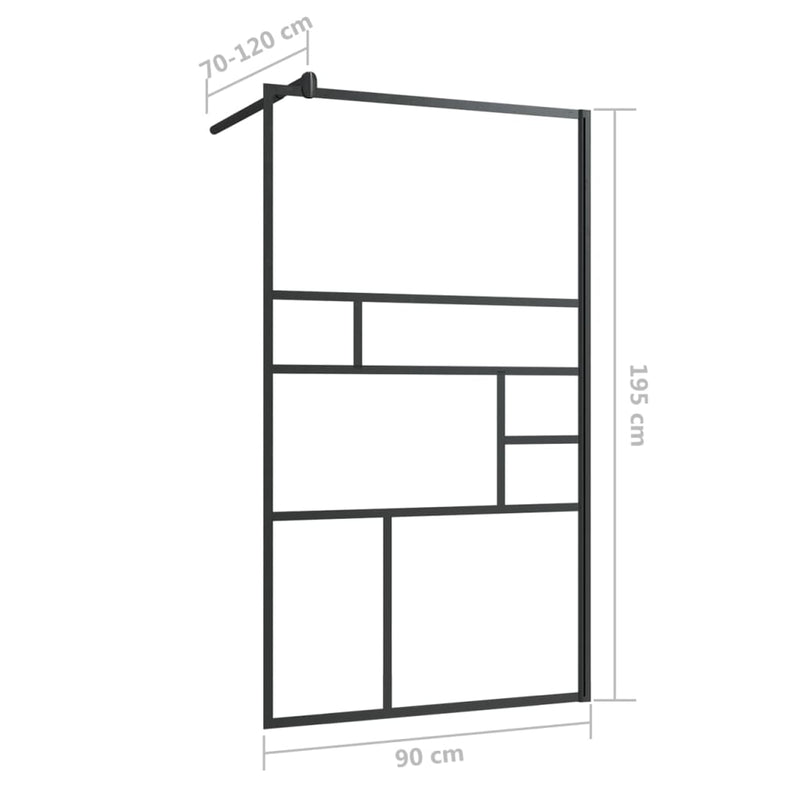vidaXL fekete zuhanyfal átlátszó ESG üveggel 90 x 195 cm
