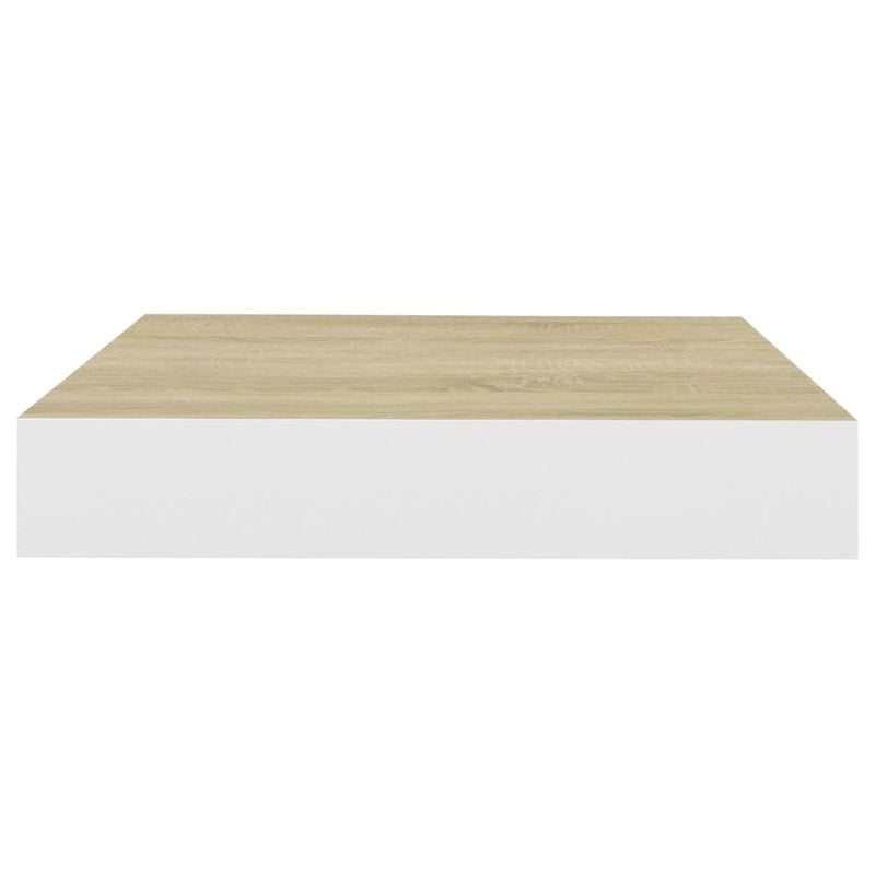 vidaXL tölgyszínű és fehér MDF lebegő fali polc 23 x 23,5 x 3,8 cm