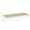 vidaXL tölgyszínű és fehér MDF lebegő fali polc 60 x 23,5 x 3,8 cm