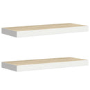 vidaXL 2 db tölgyszínű és fehér MDF lebegő fali polc 60x23,5x3,8 cm