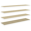 vidaXL 4 db fehér-tölgyszínű MDF lebegő fali polc 90 x 23,5 x 3,8 cm