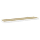 vidaXL 2 db tölgyszínű és fehér MDF lebegő fali polc 120x23,5x3,8 cm
