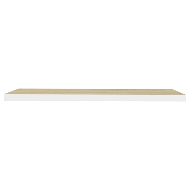vidaXL 2 db tölgyszínű és fehér MDF lebegő fali polc 120x23,5x3,8 cm