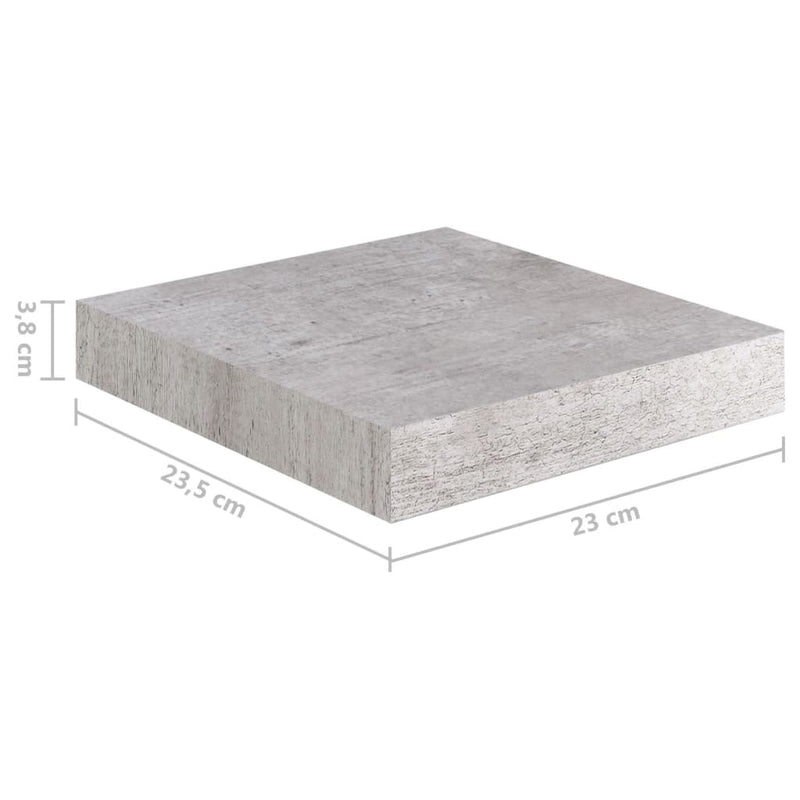 vidaXL betonszürke MDF lebegő fali polc 23 x 23,5 x 3,8 cm