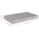 vidaXL betonszürke MDF lebegő fali polc 40 x 23 x 3,8 cm