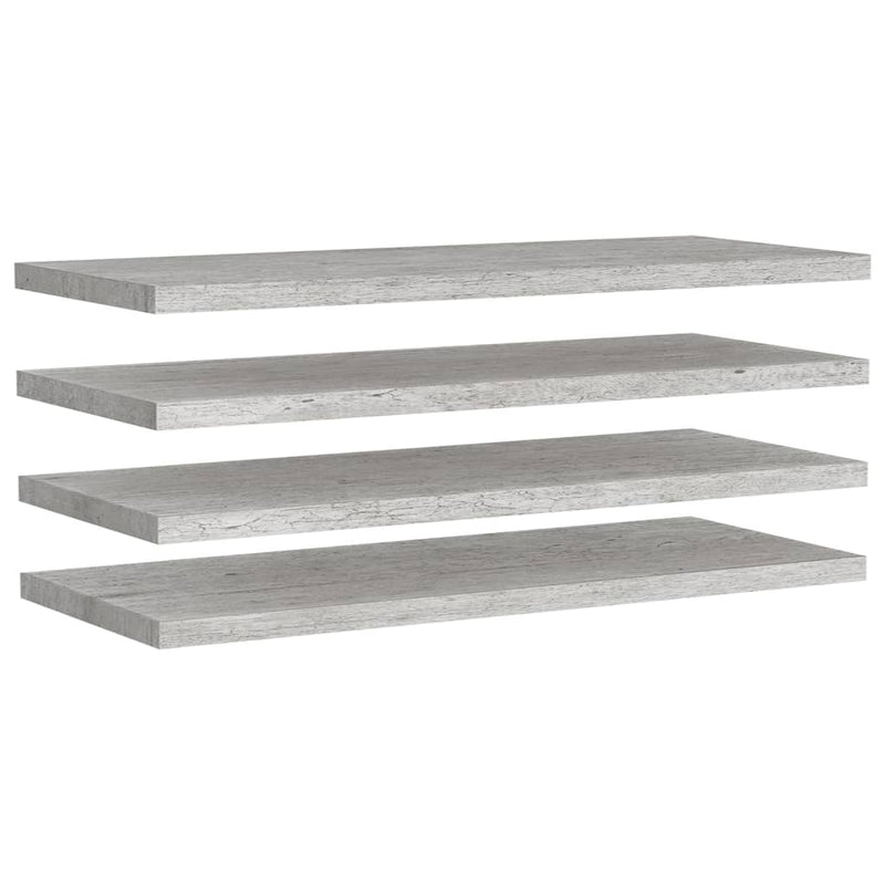 vidaXL 4 db betonszürke MDF lebegő fali polc 90 x 23,5 x 3,8 cm