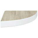 vidaXL tölgyszínű és fehér MDF fali sarokpolc 25 x 25 x 3,8 cm